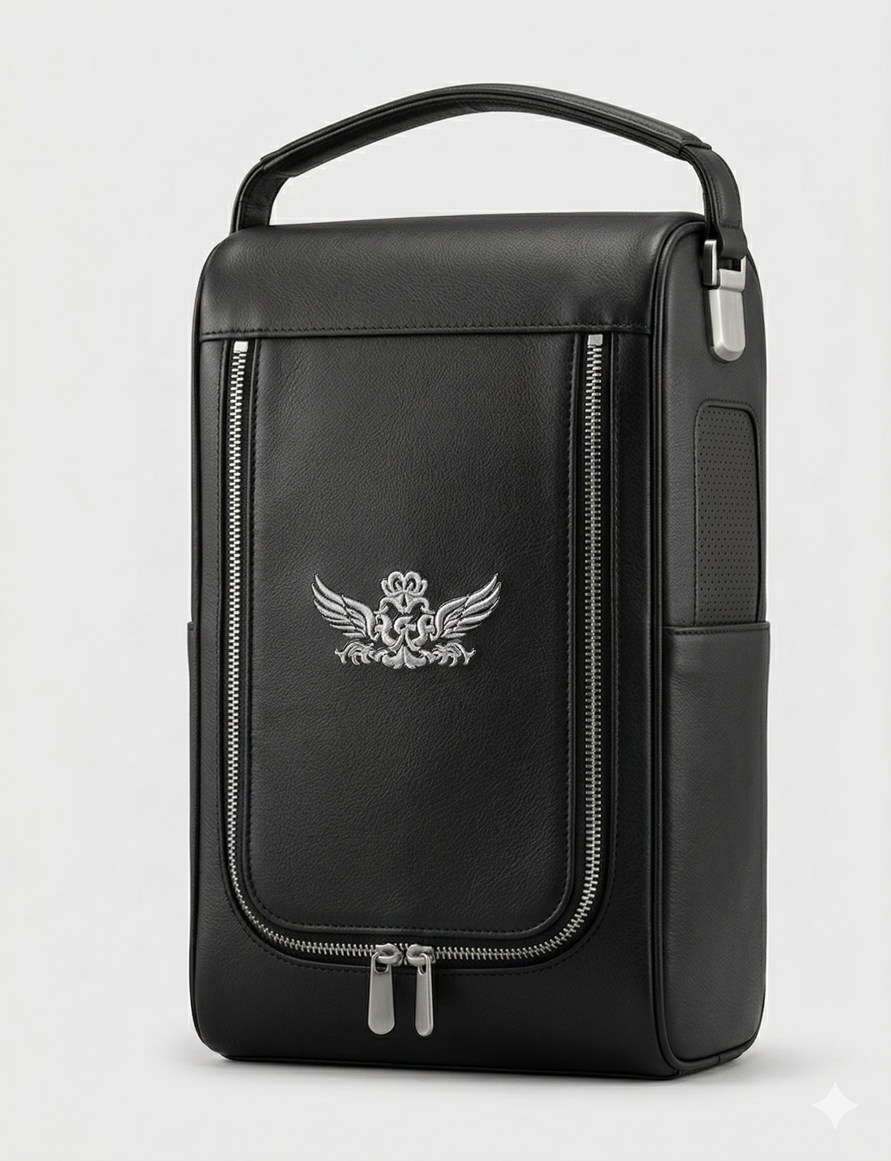 Embossed leather shoe bag