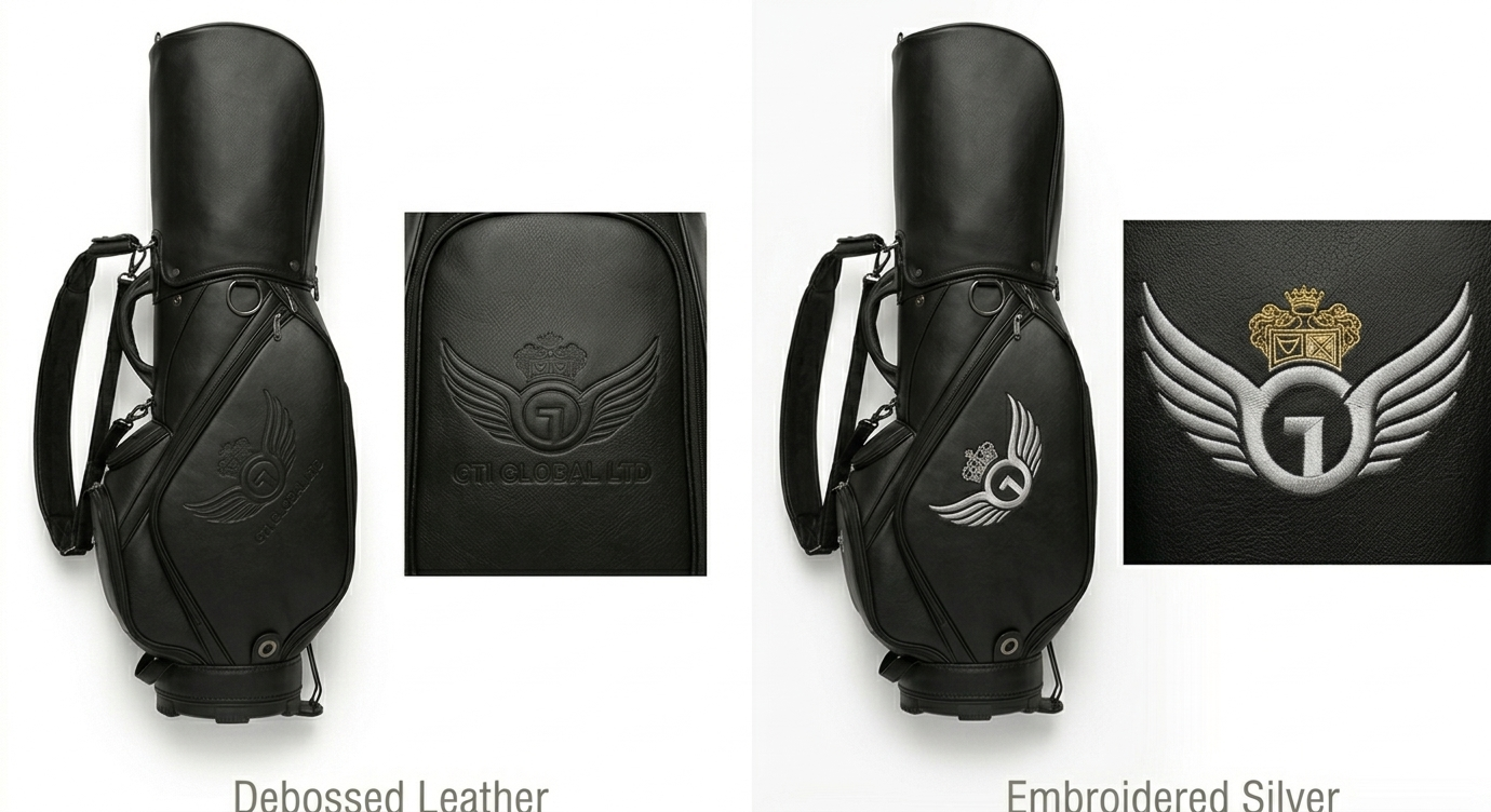 Stand bags embossed embroidered